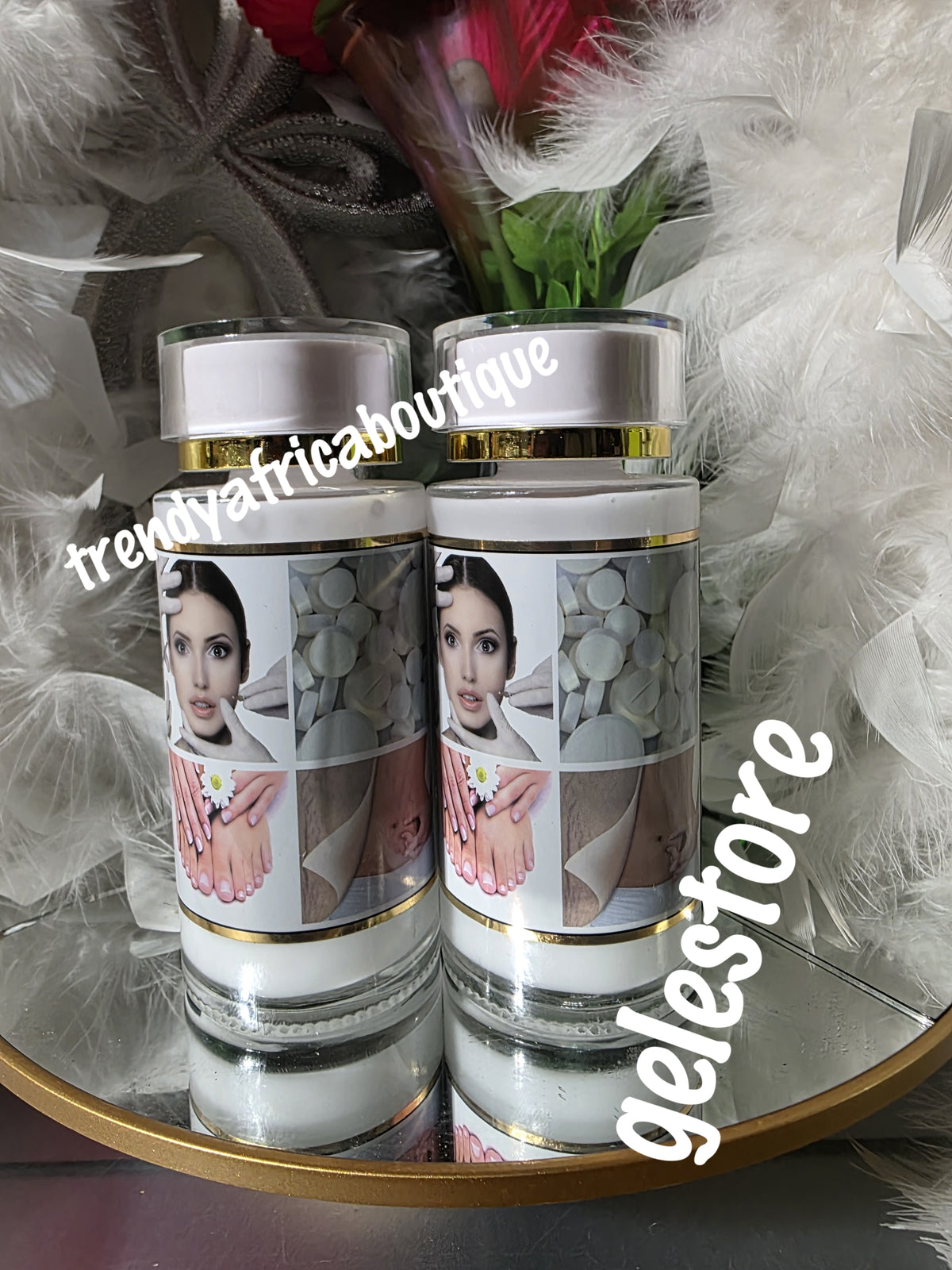 Glutathione whitening serum concentre 120ml bottles. Add to  body lotion or shower gel. Use to remove black knuckles