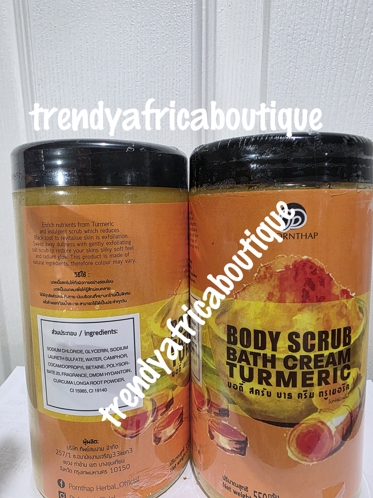 Another banga!! Pornthap body scrub bath cream Turmeric 550g x 1 anti dark spots, anti Stretch marks