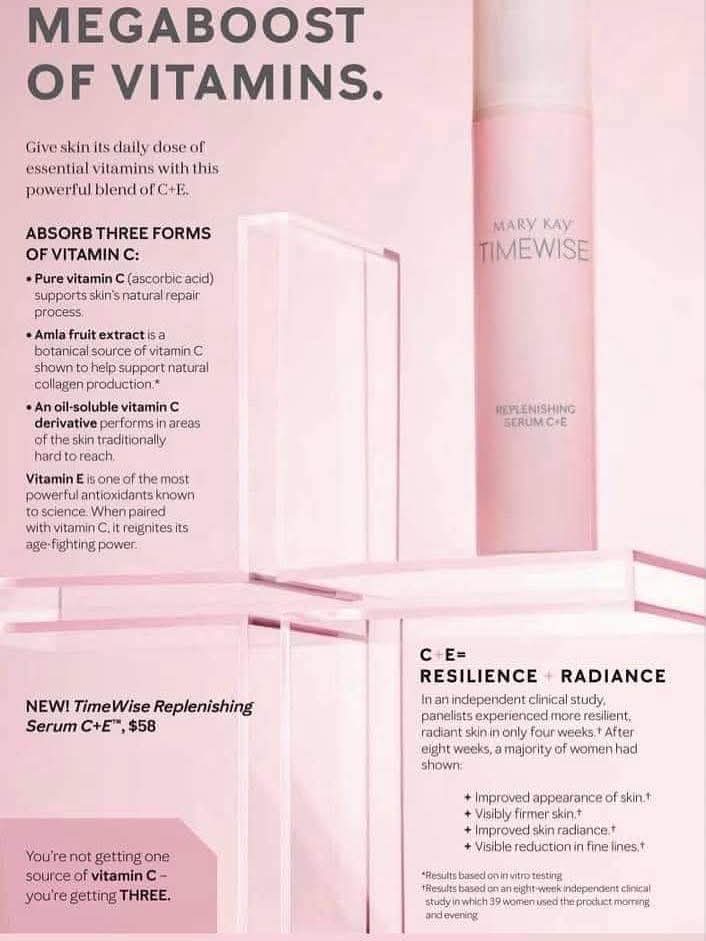 Mary Kay Timewise replenishing face serum vitamin C & E. Brighten & protect your skin with vit. C &E x 1 bottle