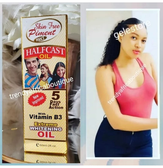 RWT Skin Free Piment Half Cast Oil 5 Tage schnelle Wirkung mit Vitamin B3. EXTREME WHITENING OIL 60ML X 1. Formulierter Arganextrakt, Vit. A, B &amp; E, GLUTATHION &amp; ARBUTIN, FRUCHTSÄURE, AHA. Extra aufhellendes Öl, 60 ml x 1 Flasche.