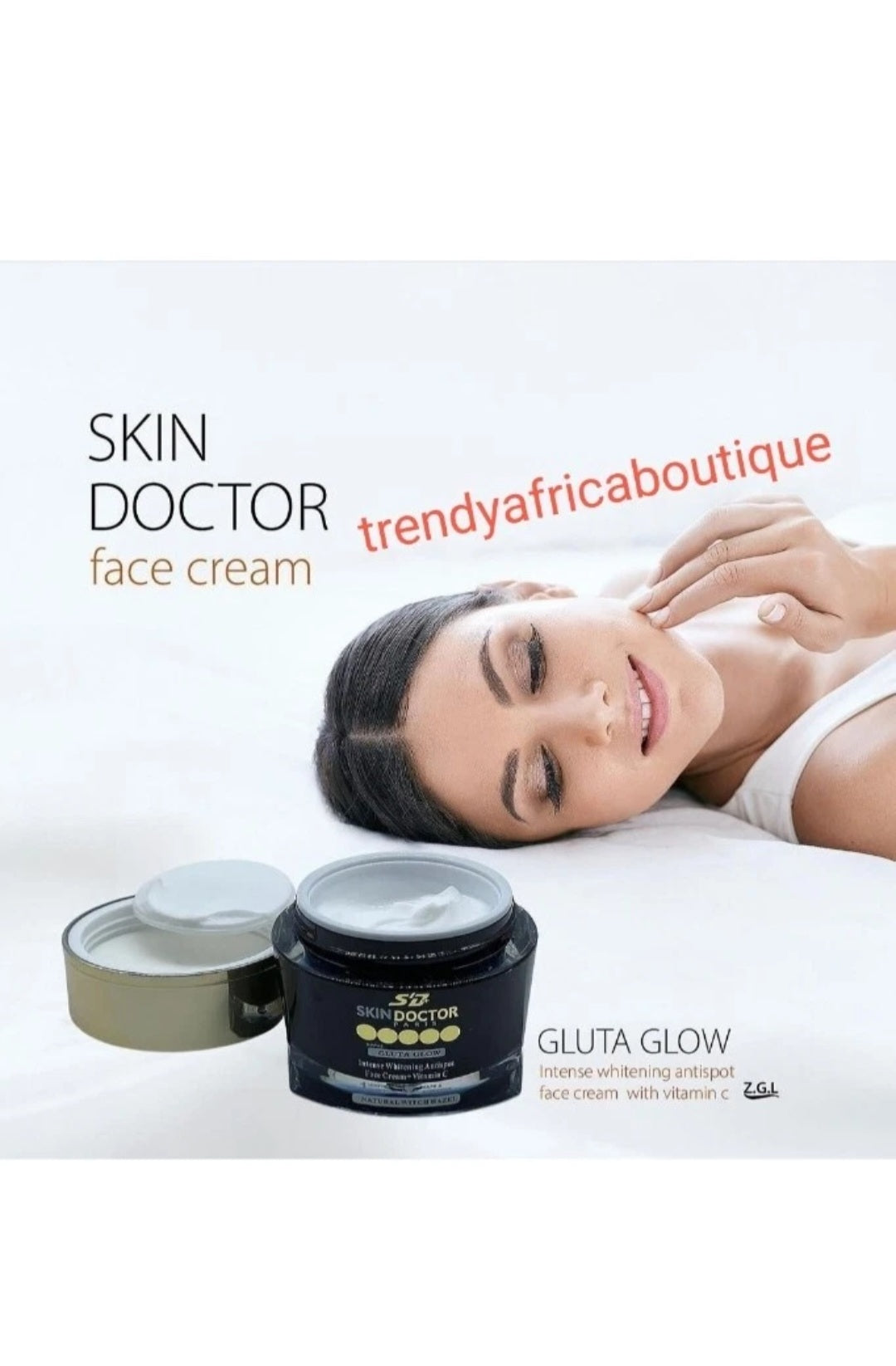 Skin Doctor paris gluta Glow intense whitening anti spot face cream with vit. C + natural witch hazel spf30. 50G X1