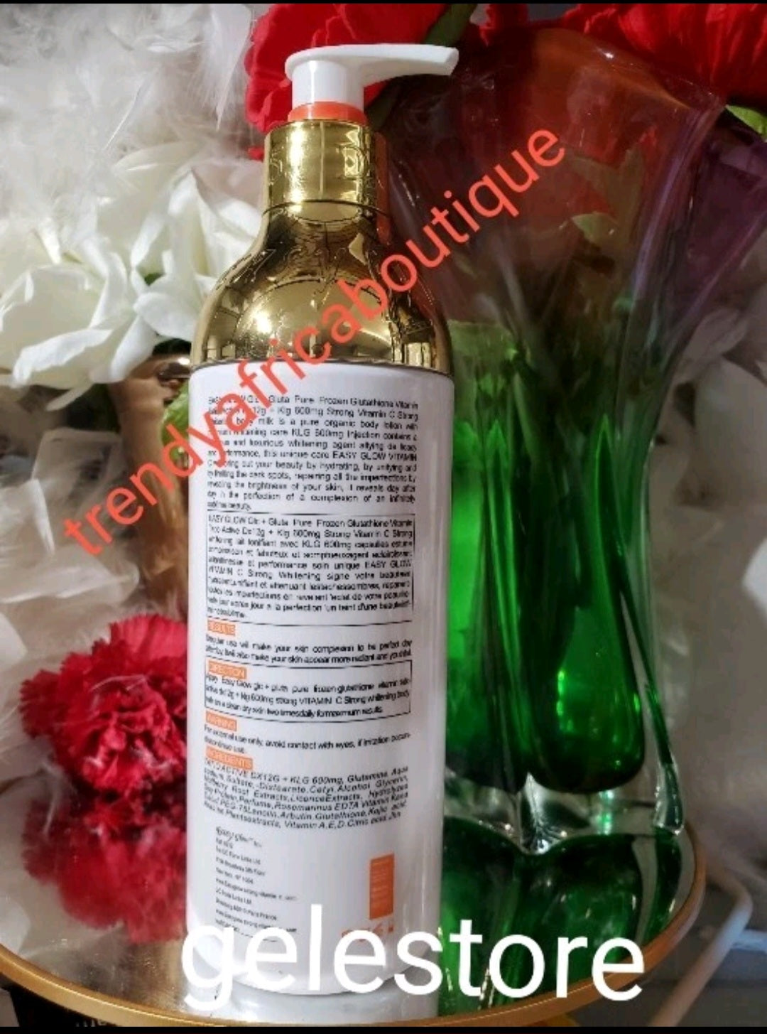X 1 bottle. Another Bangar; Easy Glow STRONG whitening body lotion with gluta pure frozen, vitamin C glow. 538ml x 1