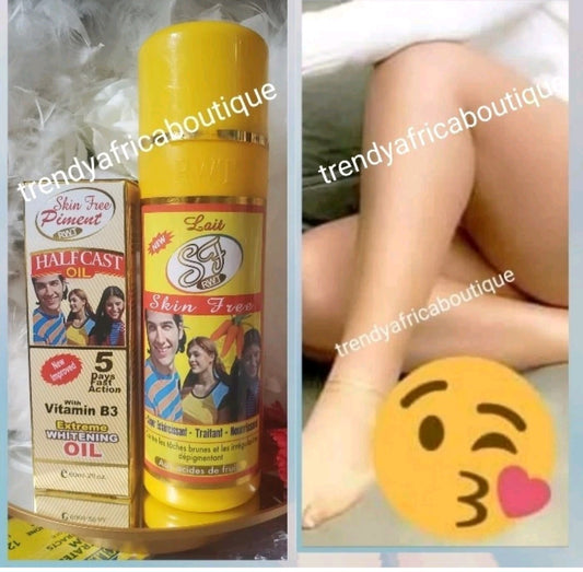 2pcs Banga: RWT Skin Free Body lotion & piment Half Cast oil 5 days whitening oil. Yellow cece set