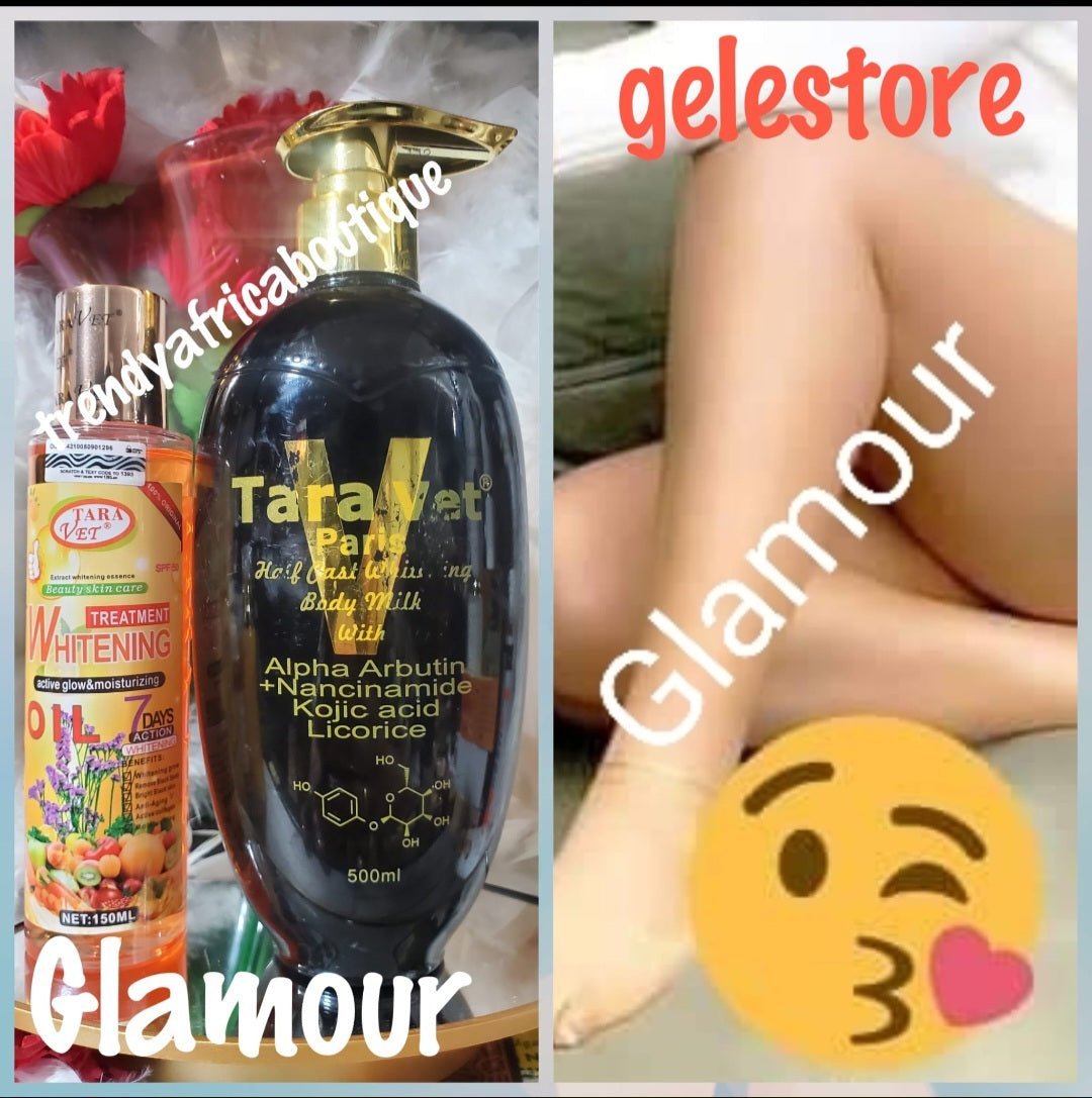 2pc. Set: Tara Vet halfcast whitening milk & body glowing oil. Active glow & moisturizing anti aging oil