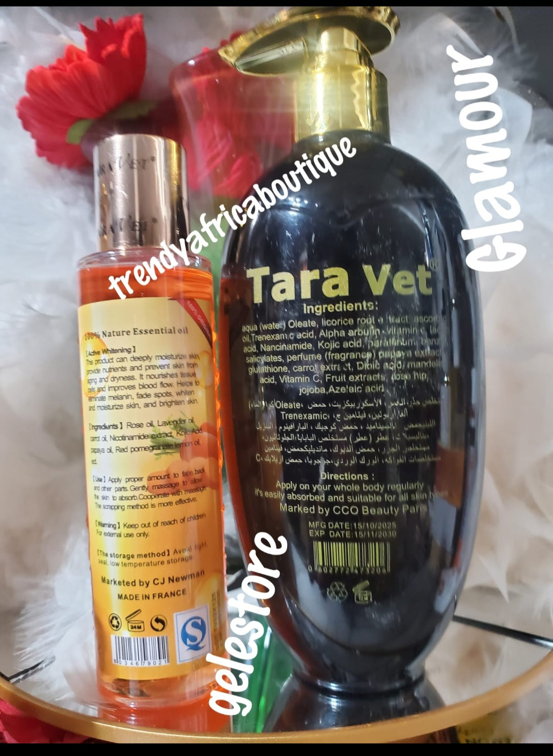 2pc. Set: Tara Vet halfcast whitening milk & body glowing oil. Active glow & moisturizing anti aging oil