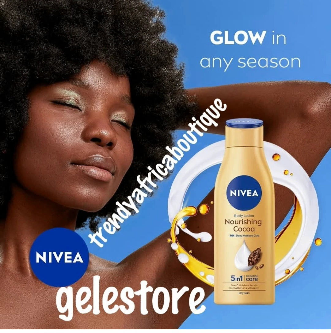 Nivea Nourishing cocoa body lotion with with cocoa butter.  5 in 1 complete care for Dry skin. 400ml x 1