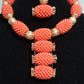 New arrival Coral-necklace set in sweet coral color. Sold as a set. Coral necklace/earrings/bracelet for Nigerian party use