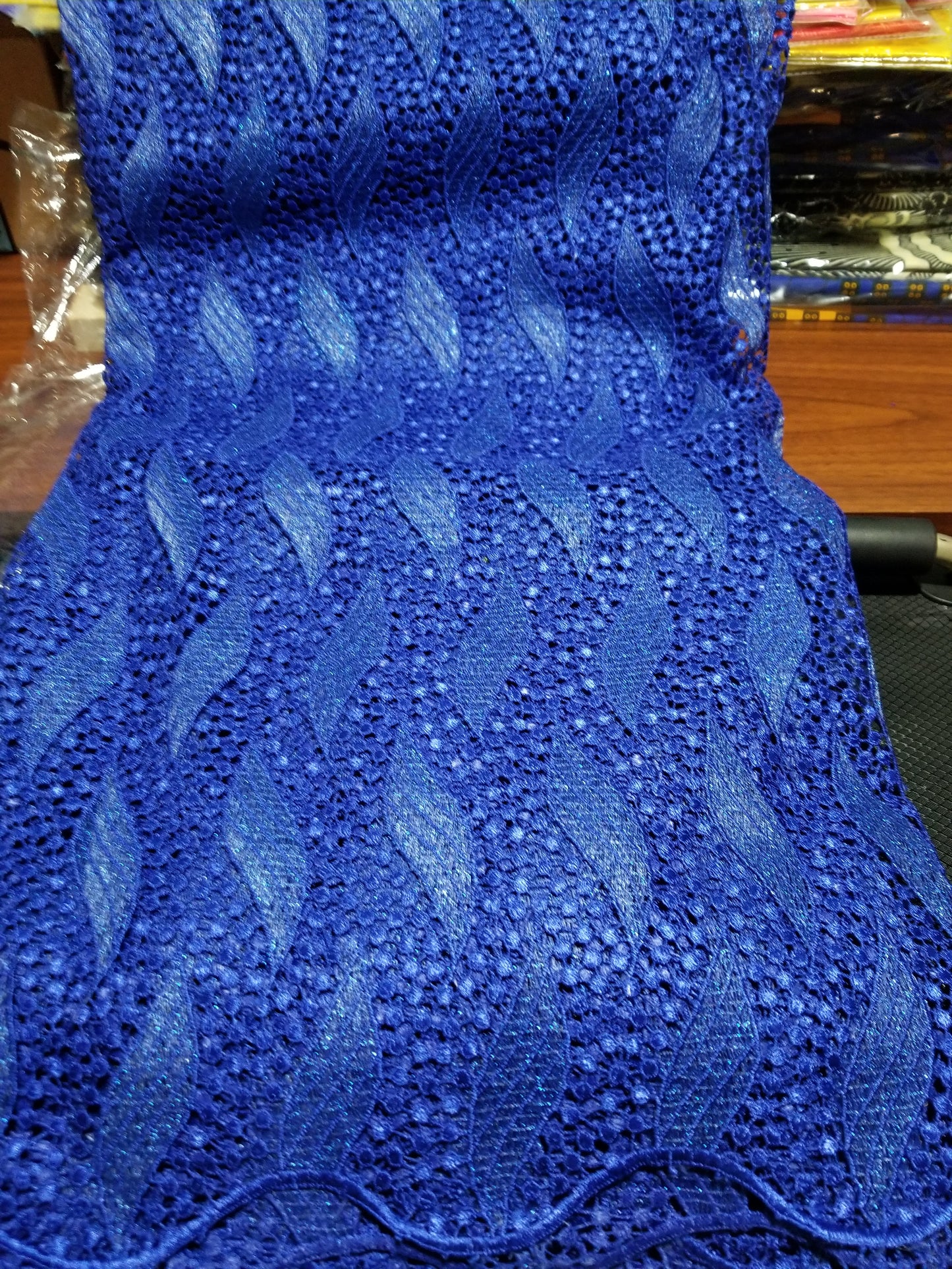Clearance Item: Royal blue Cord-lace fabric. Soft texture. Nigerian Guipure-lace for making party outfit. Super swiss quality