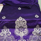 Purple/silver Embriodery Indian-George fabric for making Nigerian/African party dresses. Sold as 5yds+1.8yds matching net blouse. Top quality silk George. Contact us for Aso-ebi order.
