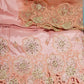 Latest design Indian-George wrapper. Embriodery peach silk george with crystal stones on  hand cut border. 5yd+ 1.8yds matching blouse. Lustrous quality. Aso-ebi George. Need to order for group, contact us directly