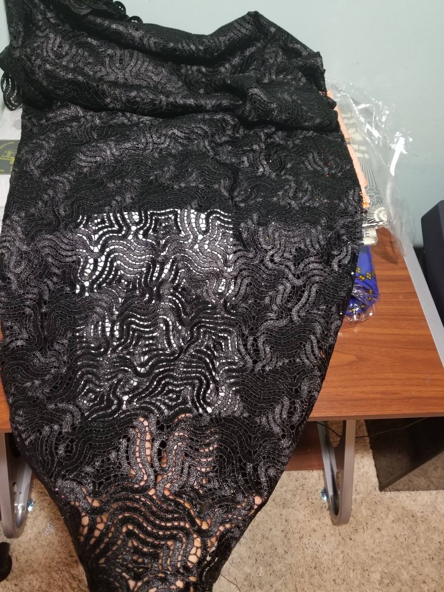 Top quality Black Guipure, Cord-lace fabric. Luxury super quality, soft texture beautiful design for Nigerian/African party outfit. Sold per 5yds, price is for 5yds. Super swiss made Cord lace