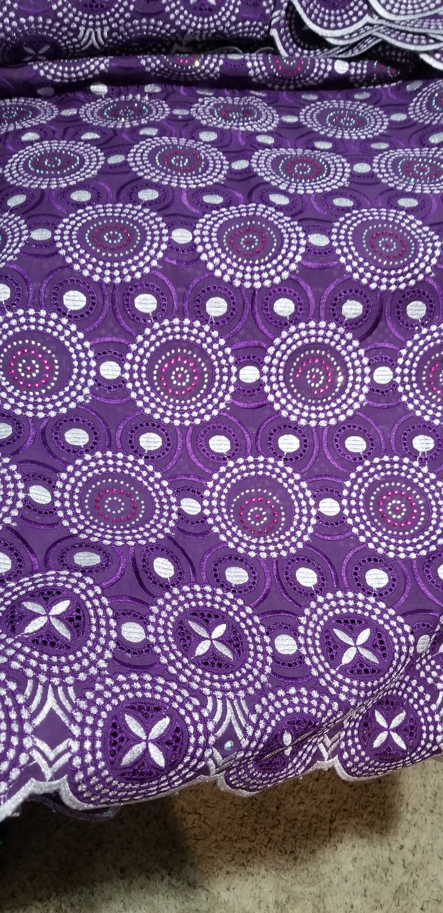 Sale: Quality Embroidery African/Nigerian party fabric for making party outfit. Sweet purple color. VIP purple Swiss lace fabric. Sold per 5yds and price is for 5yds