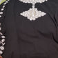 Black beaded and stoned Dubai kaftan.  Kaftan bubu is free flowing dress for special occasion. This Black is Size Large; inner piece Burst measure size 43
