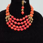 Clearance item: beaded coral-necklace set. Made with coral beads. Multi roll Edo/Nigerian traditionsl coral necklace
