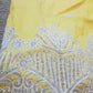 Clearance Sweet yellow  embroidery and crystal stones indian-George fabric. Original silk Wrapper with stones. 5yds+1.8yds matching blouse. Sold as a set, price is for the set. Feel the difference in quality