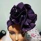 Egg plant color Women-turban. One size fit all turban. Beautiful flower design with a side brooch/beaded and stoned to add decor to your turban