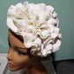 Off white color Women-turban. One size fit all turban. Beautiful rose flower design with a side brooch to add decor to your turban
