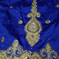 SALE,SALE- New arrival Nigerian Traditional wedding George wrapper. Embellished with quality dazzling beads/crystal stones design in royal blue. Full 5yds + 1.8yds matching blouse. Indian-George.