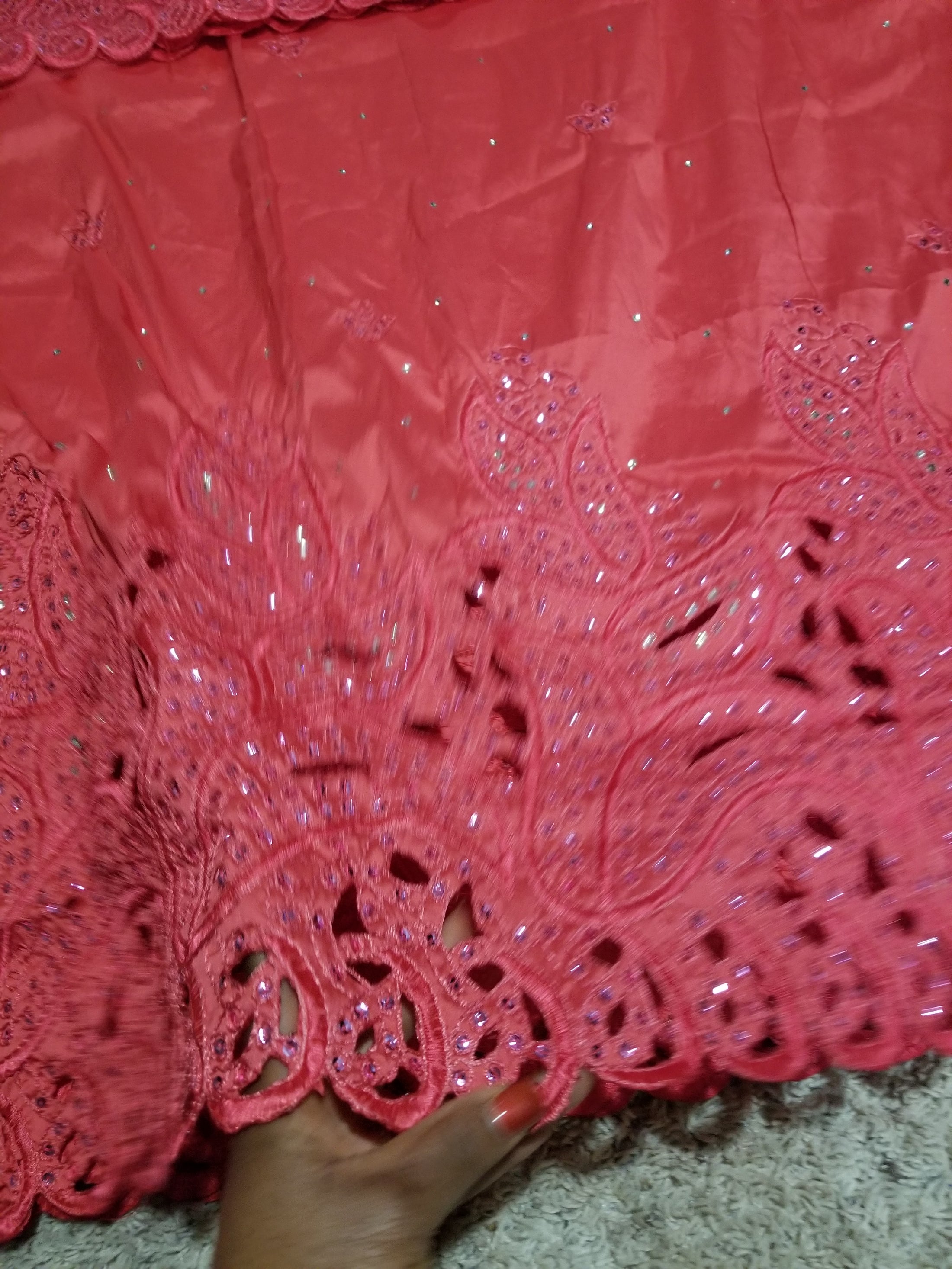 Special sale of quality coral Embroidery silk George wrapper + net blo ...