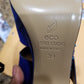 Ausverkauf, Ausverkauf Königsblaue, in Italien hergestellte Plateau-Sandale/Schuh. Sandale mit seitlicher Schnalle, Größe 39. Original italienischer Lederschuh. 4-Zoll-Absatz, Kristallsteindesign