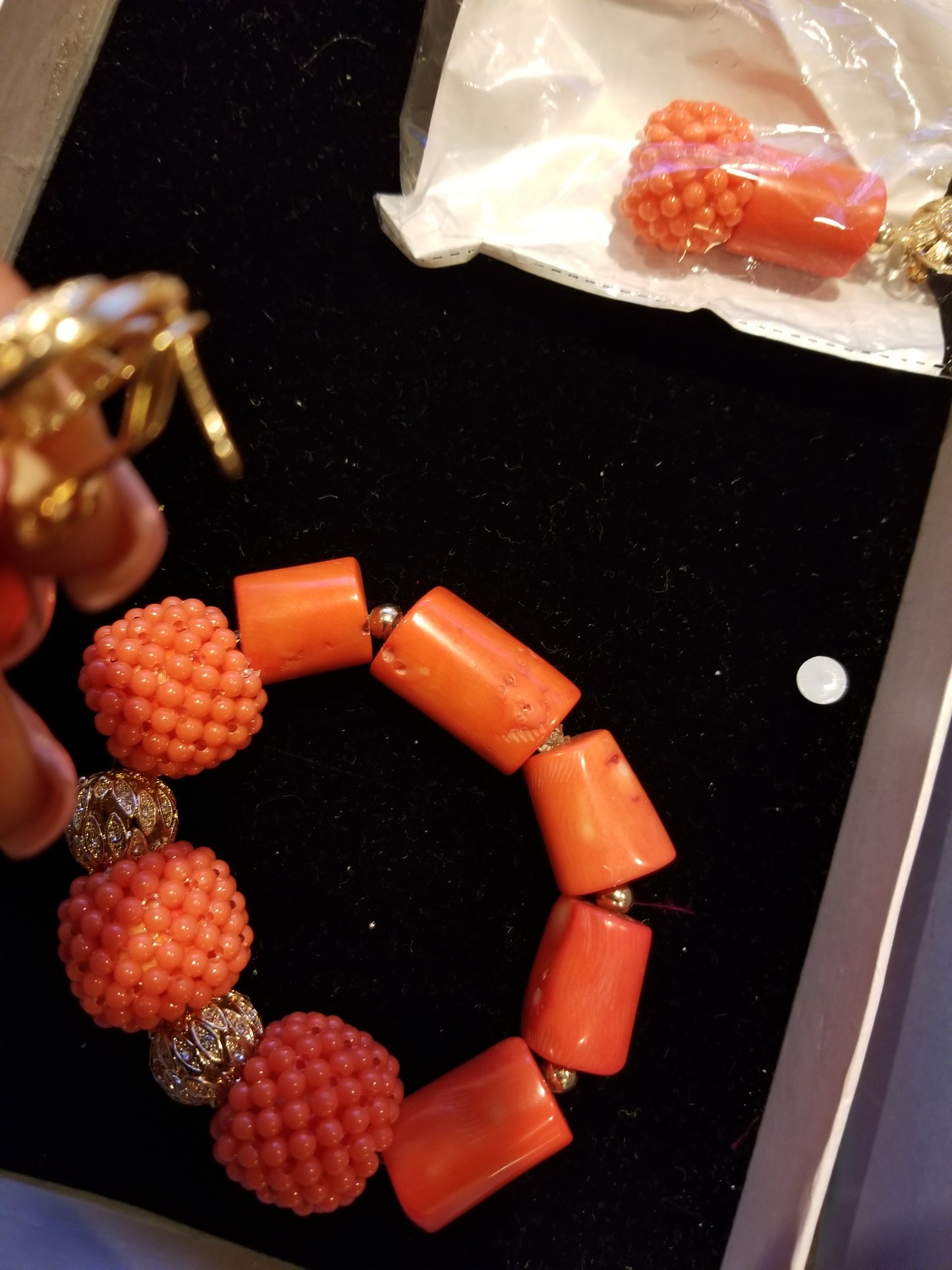 Sale: Nigerian/Edo Coral beaded necklace set. 3pcs traditional Edo coral-necklace set