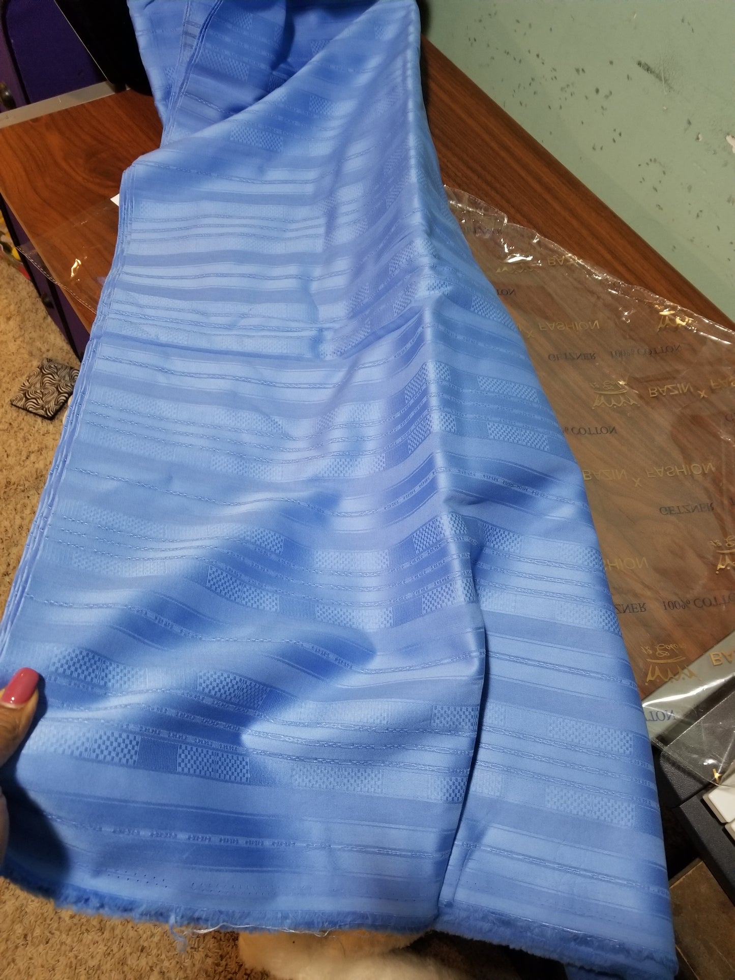 Sky blue Top quality cotton voile  fabric for Nigerian Men native outfit. Soft quality fabric. Can be use for agbada/3pc outfit for men. Sold per 5yds. Price is for 5yds