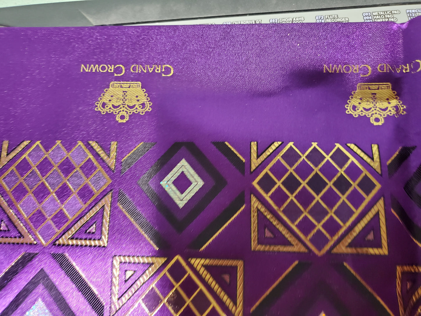 Purple/gold Grand Crown Nigerian Gele/headtie fabric for Traditional Head wrap. Regular-headtie size Gele 72"x36. One in a pack. Regular-headtie big gele for Nigerian party.