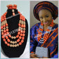 Edo/Benin Original traditional coral beaded-necklace  set. 3 roles with bracelets and earrings. Ideal for celebrant