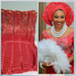 Beaddazzled Aso-oke Gele in sweet coral color. Super quality Nigerian Traditional Aso-oke Gele for a beautiful headwrap. Sold as Gele only