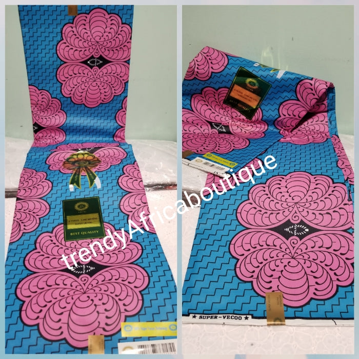 Hot selling Nigerian Ankara Print for making dresses. ASO-EBI Ankara, 100% cotton Wax print. Sold per 6yds.