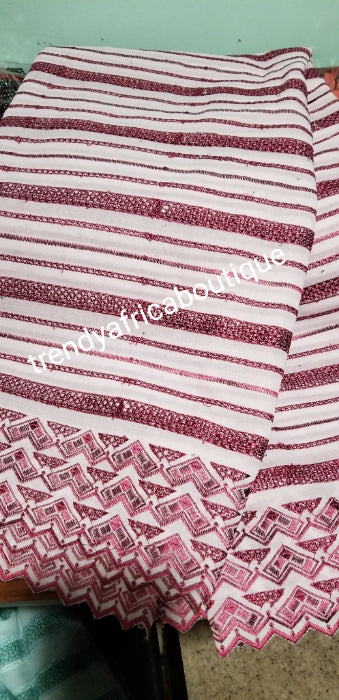 New Arrival Atiku swiss lace fabric for men. Soft texture, great quality. Cream/wine color lace
