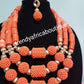 Sale sale: Original Edo/Nigerian women Coral-necklace set. 3 row  latest cora bead set for African Celebrants.
