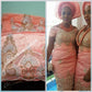 Sale sale: Peach Premium Raw Silk George wrapper fabric, quality Hand Stoned work for Nigeriasn women ceremonies. Sold 5yds + 1.8 Yards net blouse fabric