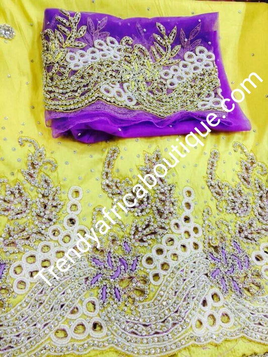 Original quality Hand stoned silk George wrapper for Nigerian Traditional weddings.. 5yds+ 1.8yds Matching blouse for Igbo bride