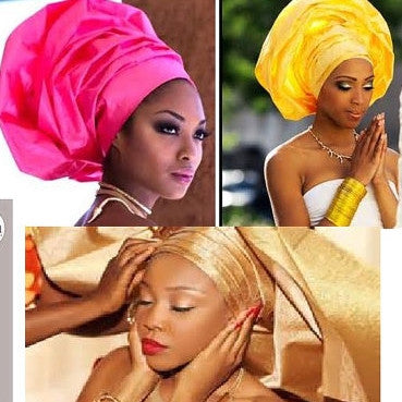 Nigerian/African Gele head wrap fabric. Assorted colors. Regular lenght. Sold per pack. Price is for one pack