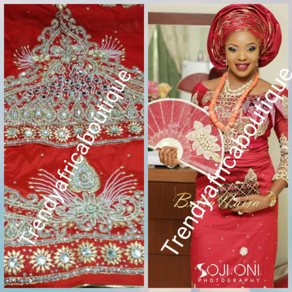 Assorted Colors of Igbo traditional wedding George wrapper. Heavily beaded and stone hand work. Supper original quality silk, Delta-igbo women wrapper for special occasion