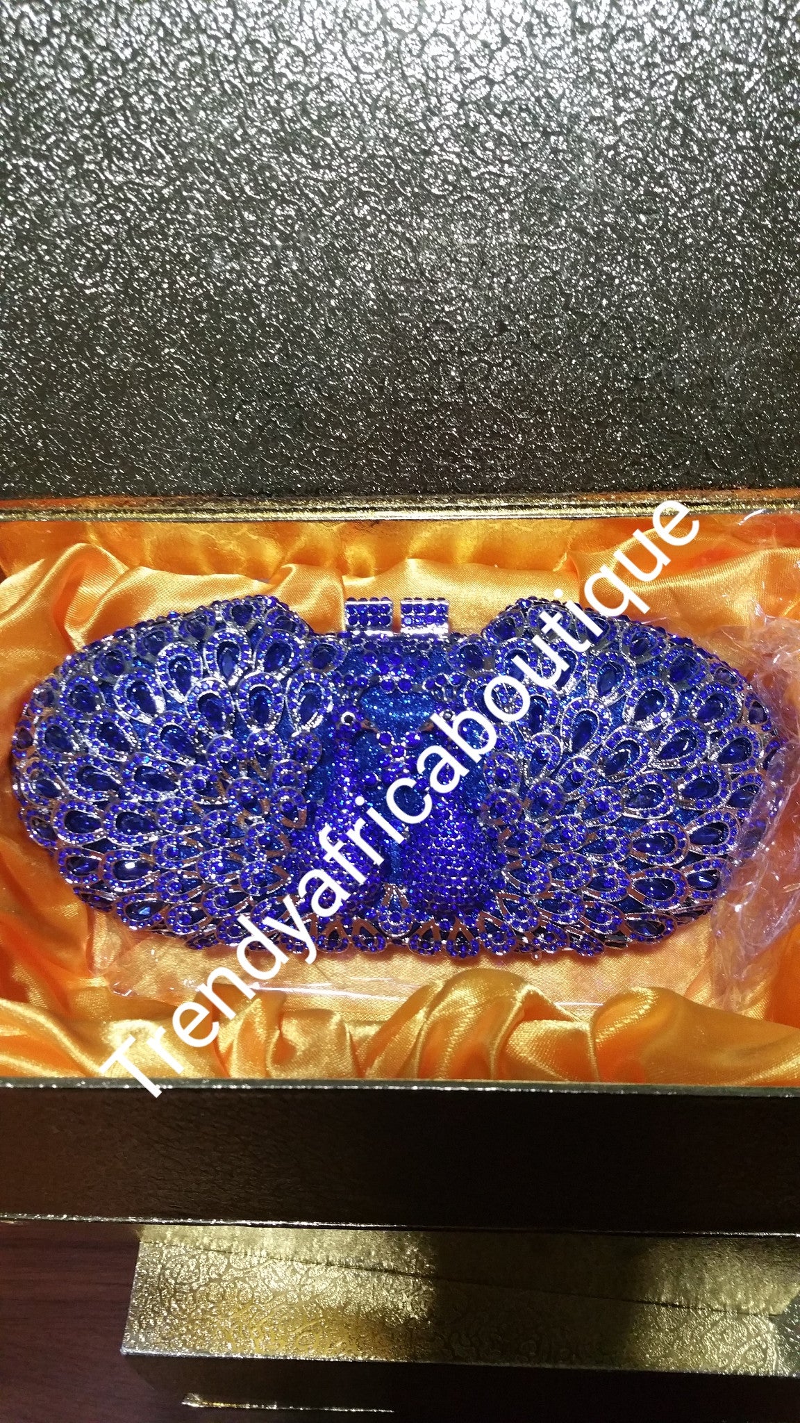 Sale:Royal Blue Crystal clutch purse. Classic Chic hand held PURSE for formal dress