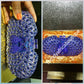 Sale:Royal Blue Crystal clutch purse. Classic Chic hand held PURSE for formal dress