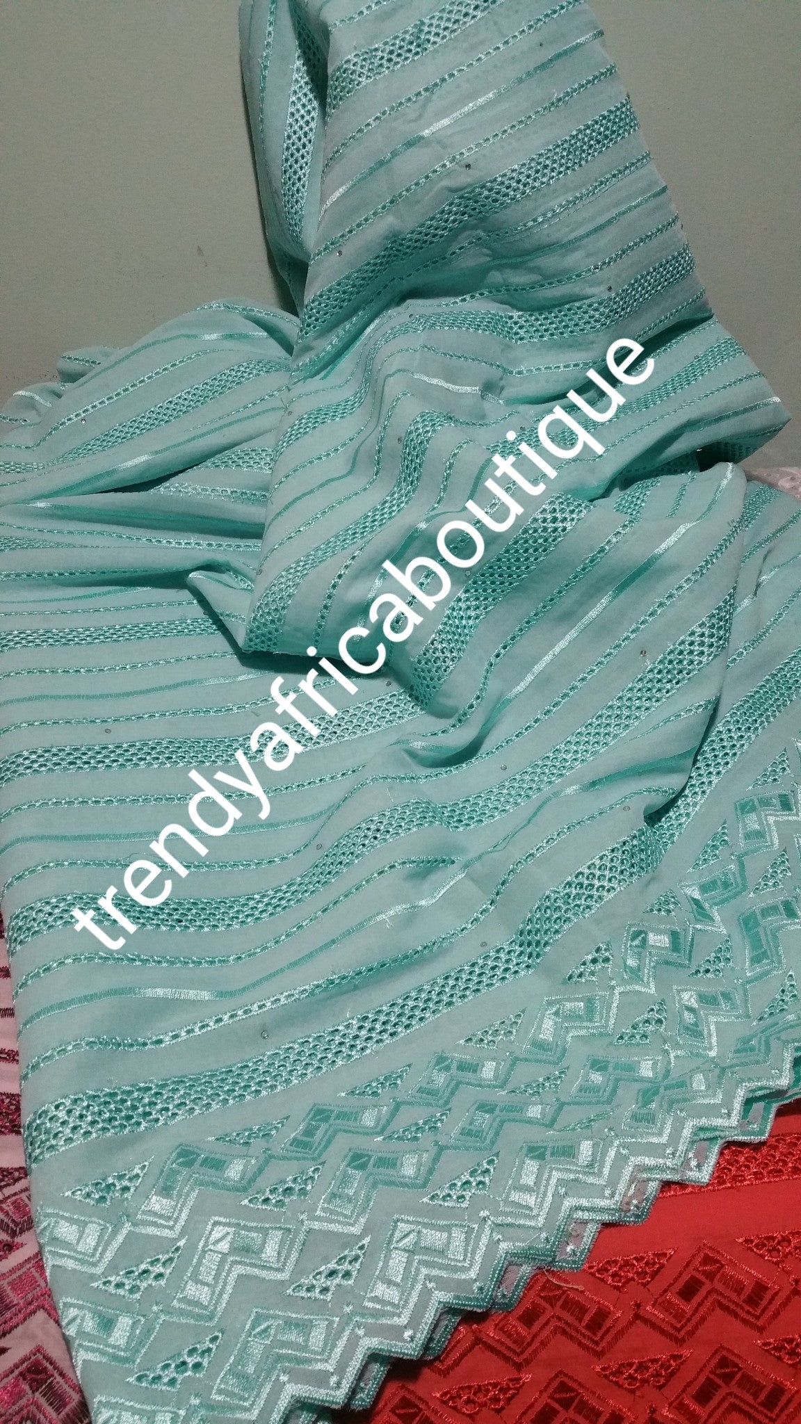 Assorted colors: Atiku swiss voile lace fabric for Nigerian Men native outfit. Soft quality fabric. Can be use for agbada too. Sold per 5yds.