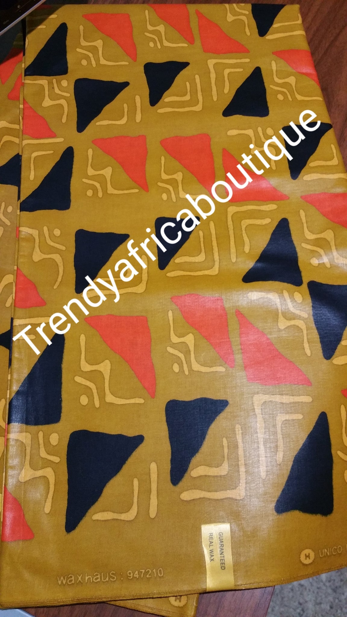 100% cotton African wax print fabric. Sold per 6yds. Price is for 6yards.