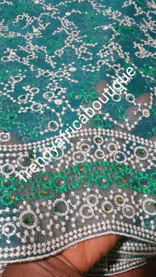 Embroidery french lace fabric with beautiful boarder. Sold per 5yards lenght. African/Nigerian fashion fabric