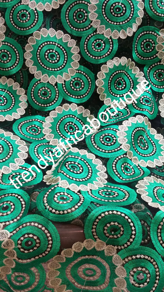 Green french lace Fabric for African Party dresses. Sold per 5yds.