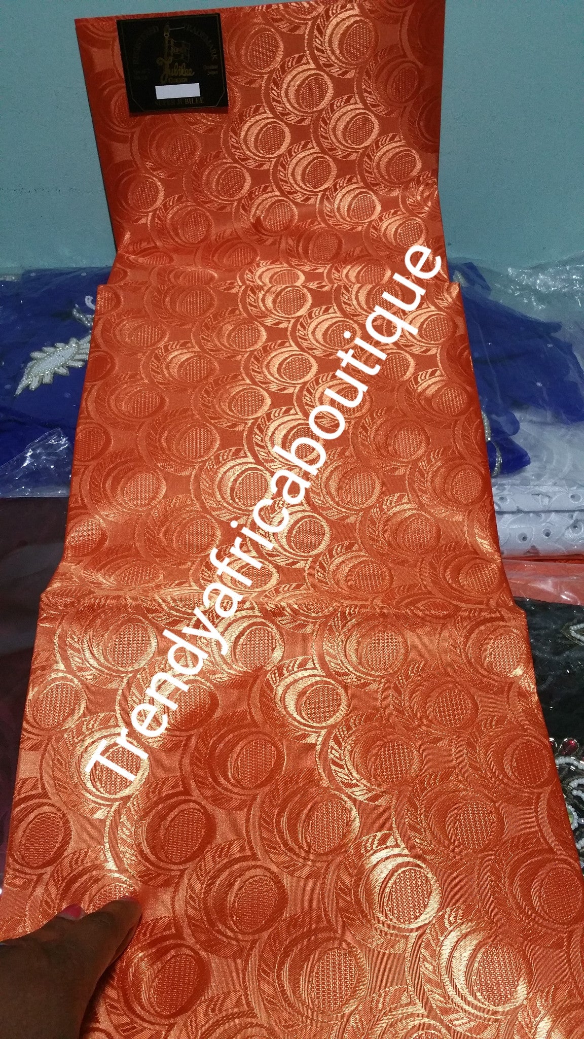 Orange Nigerian headtie/help headwrap fabric. Regular length gele. One in a pack. Soft easy to tie