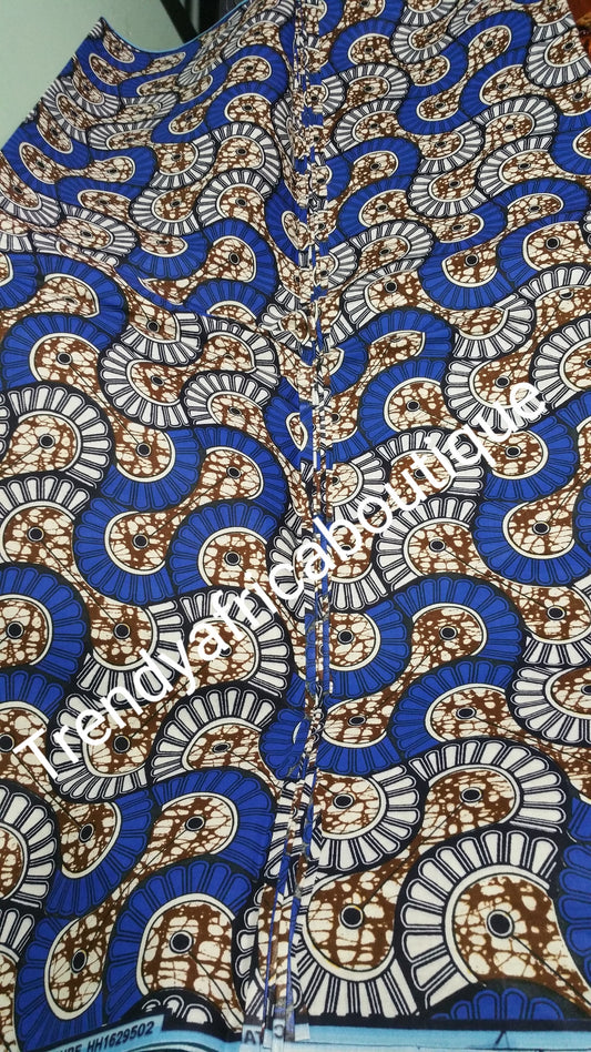 Original quality African cotton wax print fabric. Sold per 6yrds lenght.