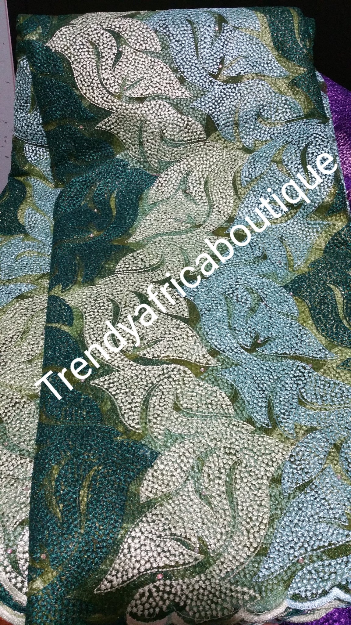 Clearance: Quality Tulle french lace fabric in olive/mint green. Sold per 5yards. Price is for 5yards