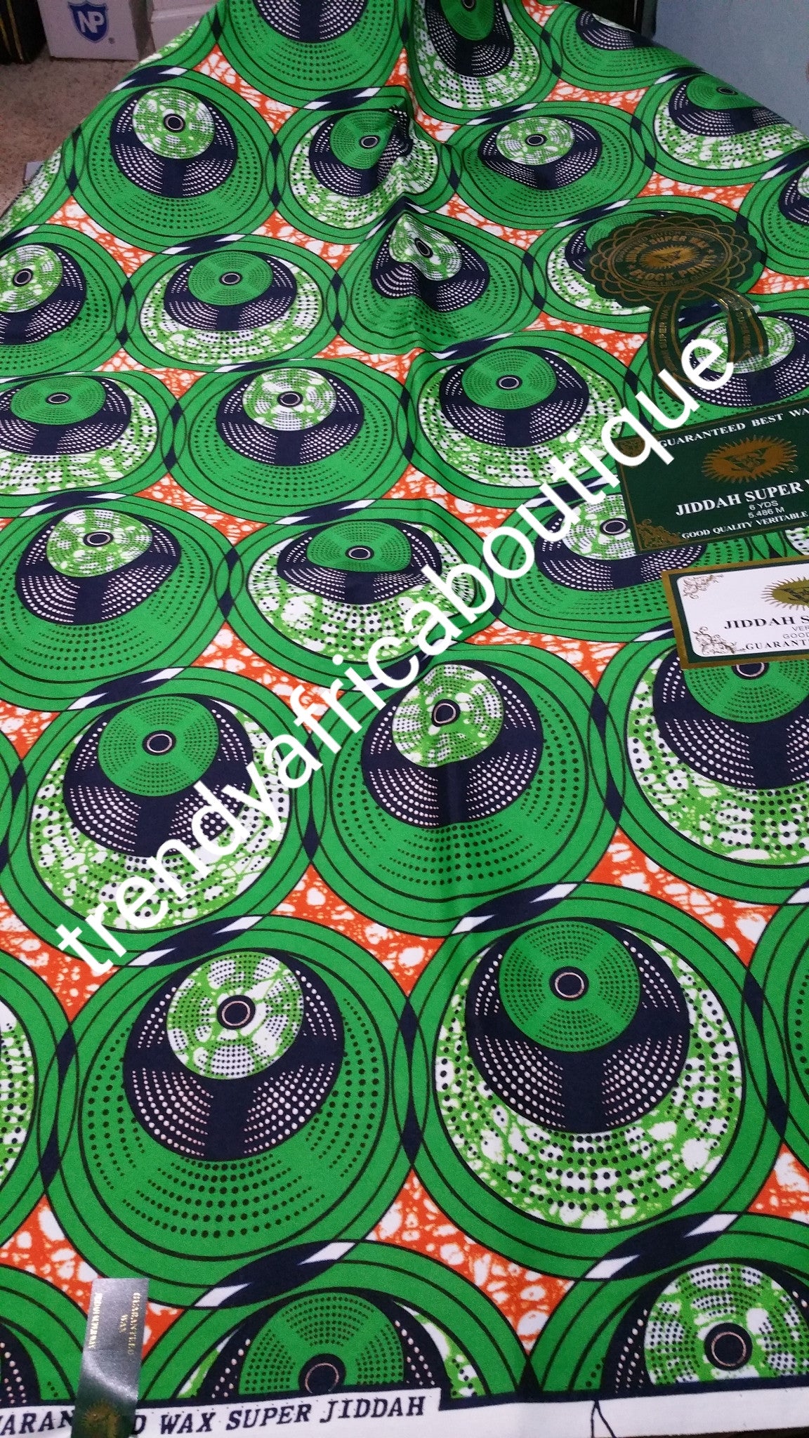 Beautiful Greenblack Ankara wax print fabrics. 100% cotton.6yds each