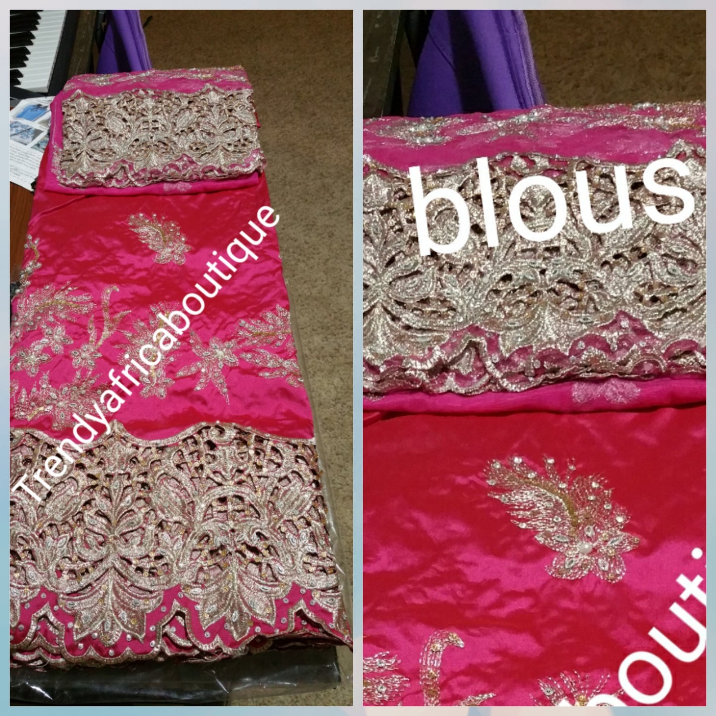 Special offer: Fuchsia pink Silk George wrapper. Embroidery/stones wor ...