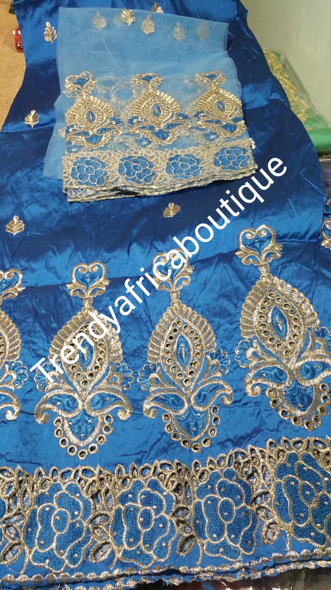 Special sale of Assorted colors Embroidery silk George wrapper + net blouse. Small-George. Sold as set