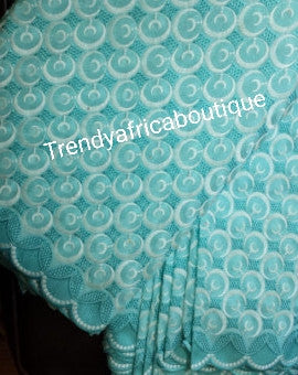 Clearance Embroidery Swiss dry lace fabric. Beautiful African lace in Blue, soft,great quality. Sold per 5yds.