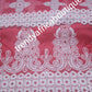 Sale: Coral/white  embroidery fancy Indian-George wrapper and a matching net blouse. 5yds. And 1.8yds blouse. Small-George.